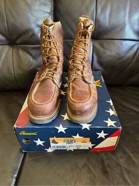 Thorogood Brown Moc Toe Work Boots - Men's Leather Lace-Up Boots